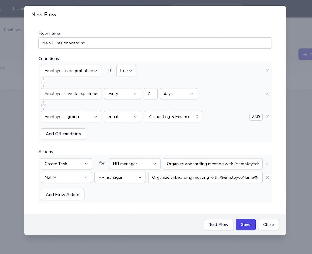 HR workflow automation demo showing multi-step approval processes