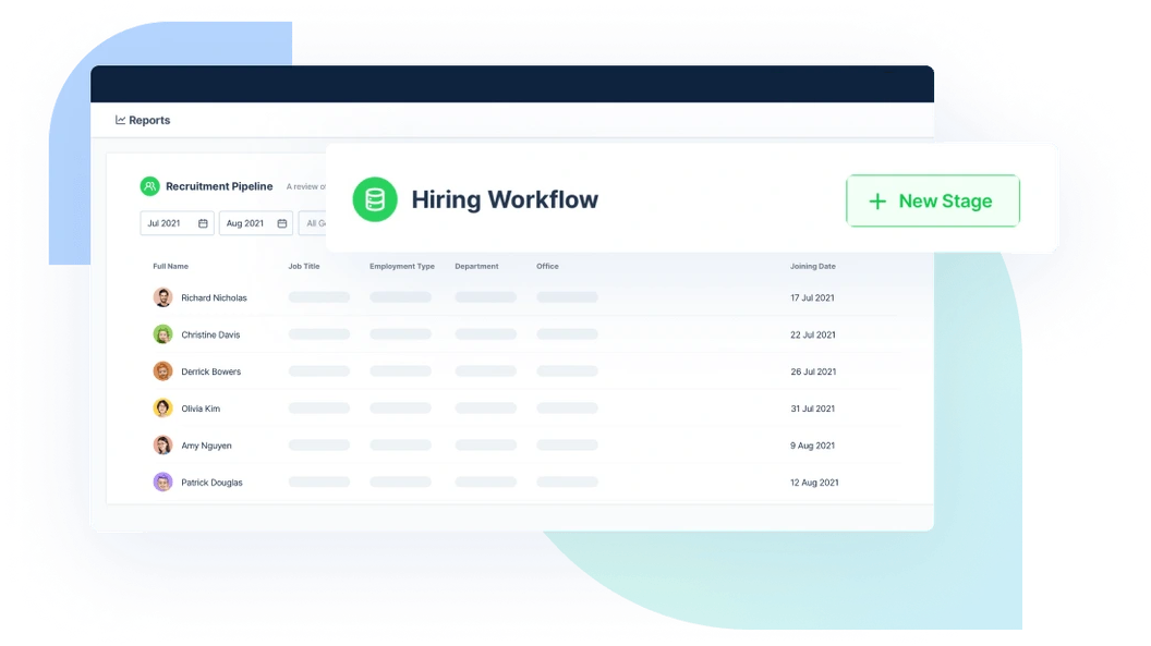 Hiring pipeline with customizable Kanban stages